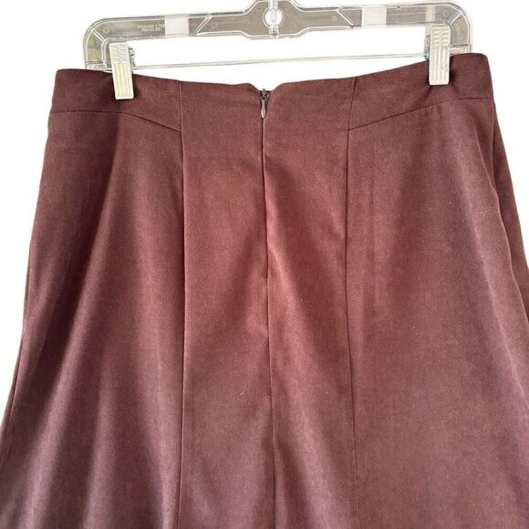 Kim Rogers Brown Trumpet Vertical Pleated A-Line Midi Skirt Zip Waist Size 10P - Picture 10 of 10